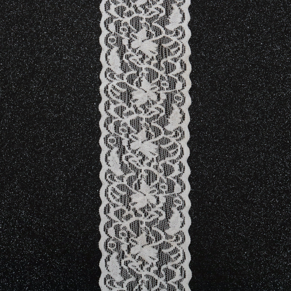 Дантелена лента еластична 65 мм бяла - 2 метра