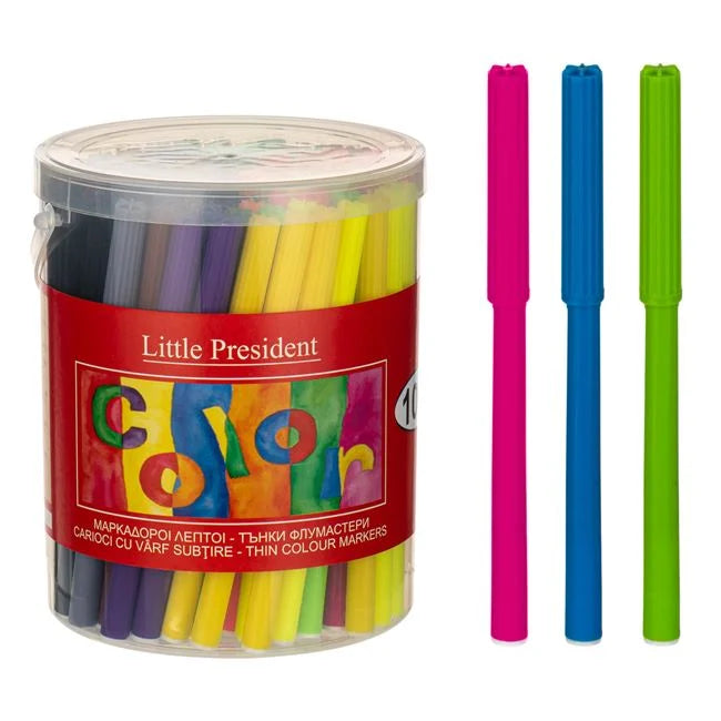 Маркери в кофичка, тънки, Little President – 100 броя