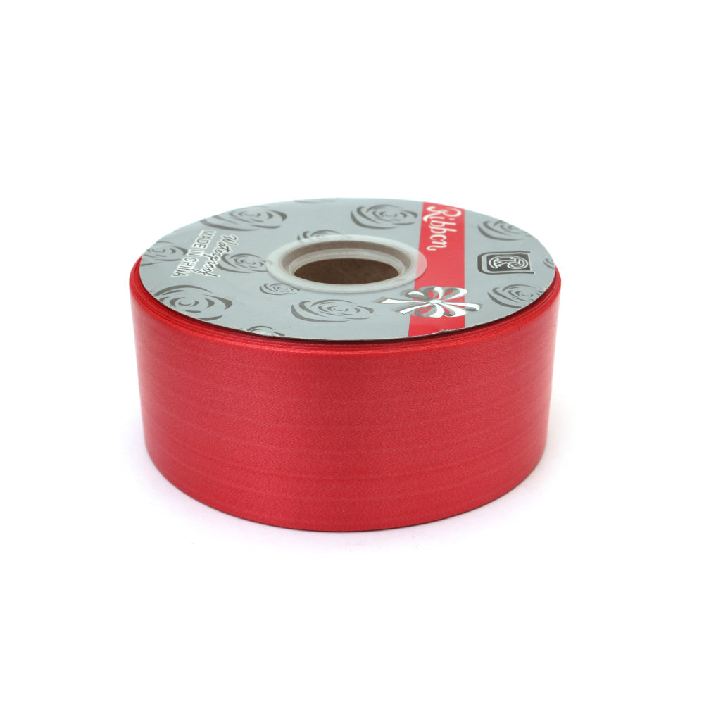 Лента за цветя и опаковки, цвят червен, 48мм ~75 метра