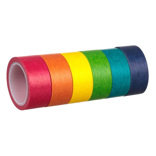 Цветна Washi лента 5m x 1.5cm - 6 броя